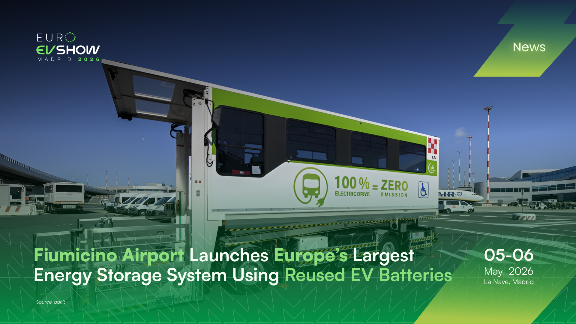 Fiumicino Airport Launches Europe’s Largest Energy Storage System Using Reused EV Batteries